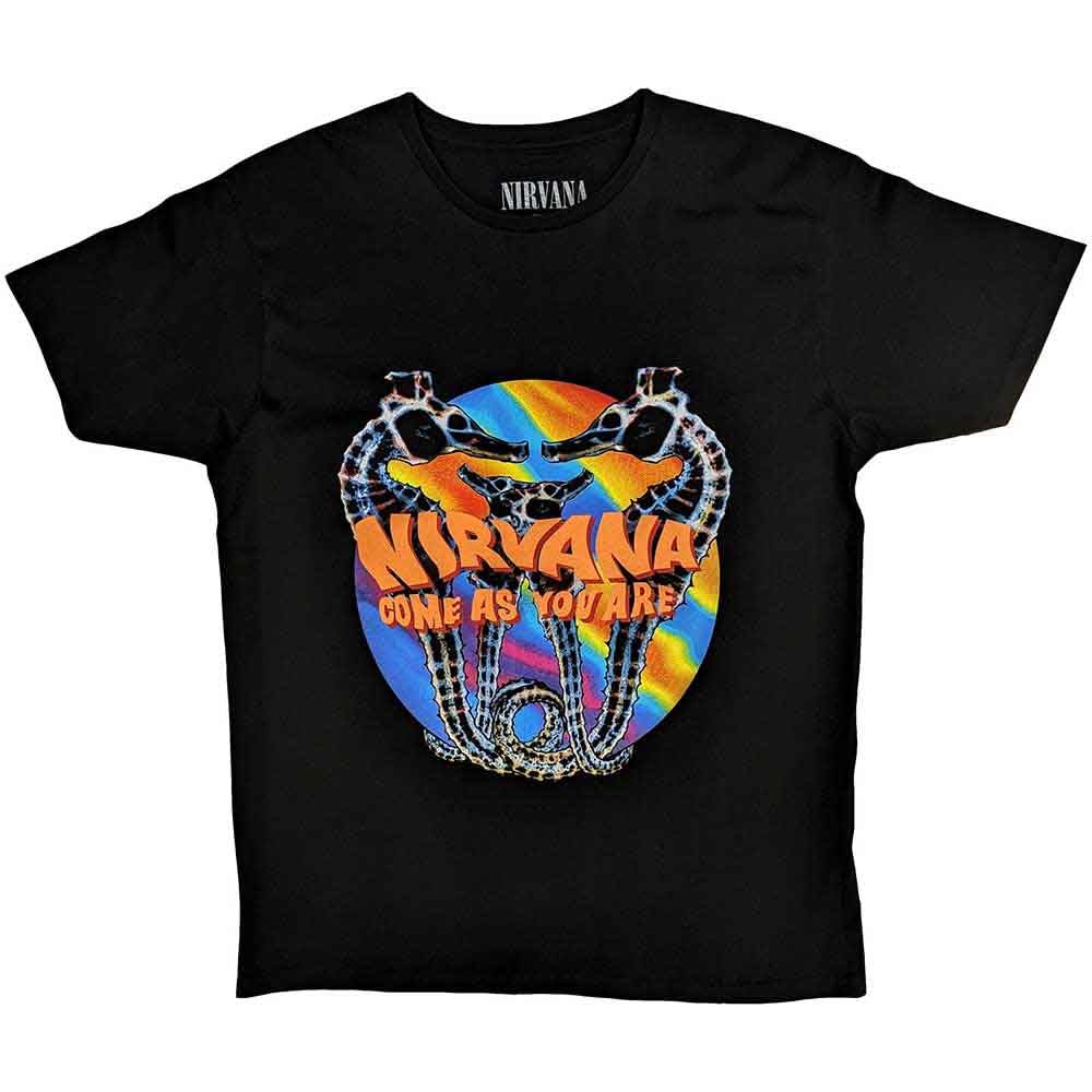 Rock Off Officially Licensed Products Men's Black Nirvana T Shirt Come As You Are Band Logo Official Unisex S