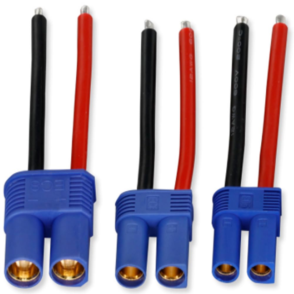 Yiqigou 2pairs EC5 EC6 EC8 Gold-Plated Model Airplane Accessories Male and Female Plug Connector with 8AWG Soft Silicone Electric Cable (EC8) - Image 4