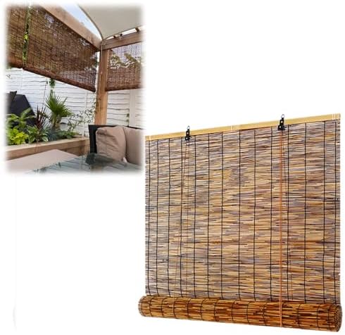 Custom Bamboo Roll-Up Blinds 16"-72" | Blackout Cordless Window Shades | Indoor/Outdoor Bamboo Curtains for Decks & Doors | Perfect for Privacy & Light Control