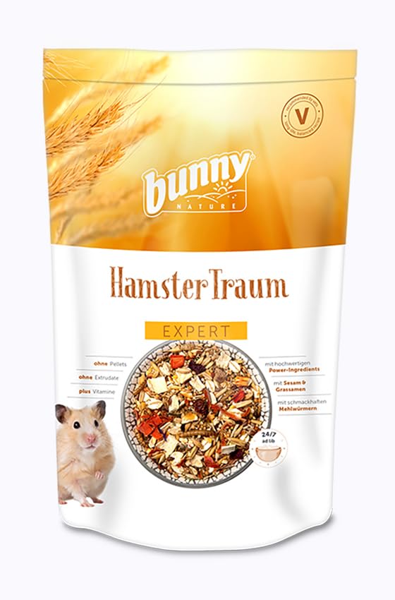 Bunny HamsterTraum Expert | Doppelpack | 2 x 500 g | Alleinfuttermittel für Hamster | Ohne Pellets, ohne Extrudate, Plus Vitamine | Mit schmackhaften Mehlwürmern und Sesam