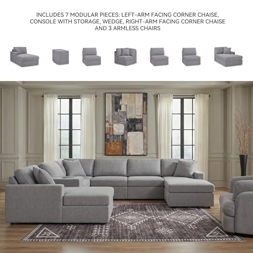 Image of Signature Design by Ashley Modmax U Shaped Modular Sectional Sofa, Granite