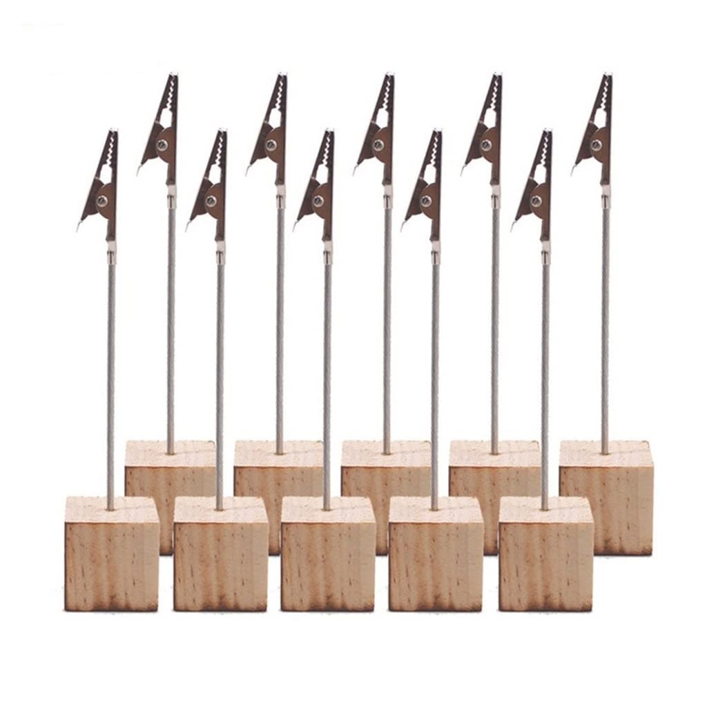 MOBYGKFY 10 Pack Wooden Metal Photo Clip Memo DIY Wire Frame Desk Stand