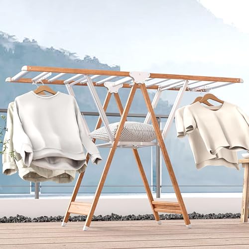 Stendibiancheria pieghevole portatile da pavimento, stendibiancheria pieghevole in lega di alluminio, stendibiancheria con altezza regolabile, stendibiancheria indipendente con portascarpe (160 cm/5,2