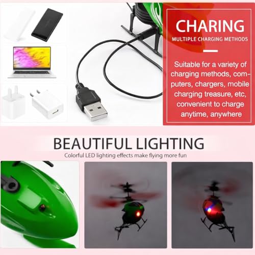 Image of RC Flying Helicopter Toy for Kids with Remote Control, USB Rechargeable Indoor Drone Helicopter for Boys & Girls (Colour as per Stock)