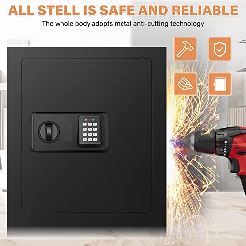 Image of Black 17.72 inch Tall Wall Safe Between Studs with Combo Lock & Removable Shelf