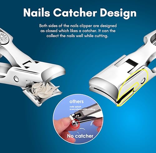 Beauté Secrets Thick Toe Nail Cutter with 10mm wide Jaw Opening, Self Locking Nail Clipper Ultra Sharp Nail Clipper With Catcher, Ultra Slim Portable Nail Cutter, Silver - Image 7