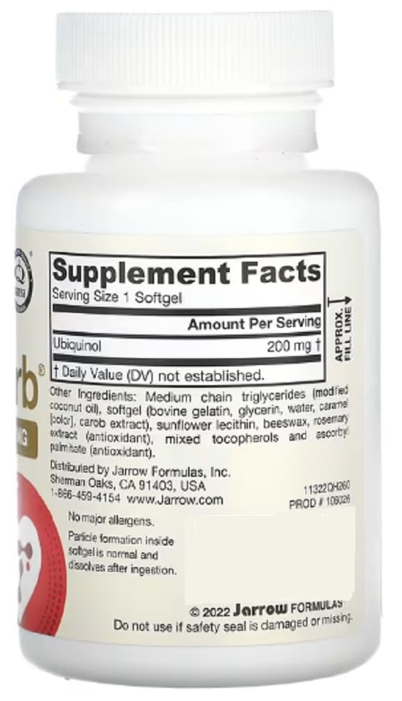 Jarrow Formulas - Ubiquinol QH-absorb | 200 mg für Zellenergie und Herzgesundheit - 60 Softgels
