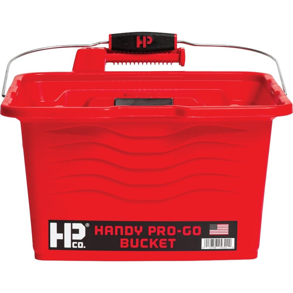 Handy Paint Products Pro-Go Cubo de pintura y herramientas con soporte para brochas que se fija a la mayoría de escaleras, 1 galón, rojo