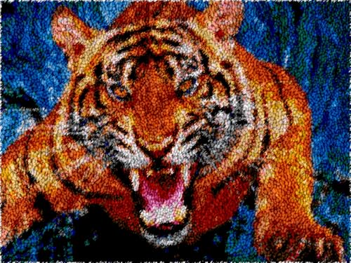 Kit tapis tigre imprimé 122 x 92 cm pour grand canevas de salon cosy