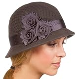 Sakkas Womens Vintage Style 100% Wool Cloche Bucket Bell Winter Hat with Flower