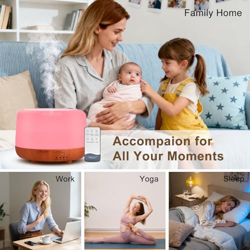 Image of Marchred 300ML Essential Oil Diffuser, Small Aromatherapy Diffuser with Remote, 7-Color LED Light, 4 Timer Settings, Safe Auto-Off, for Bedroom, Desk, Home Office