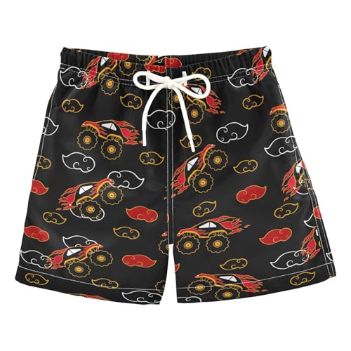 Boys Swim Trunks Quick Dry Monster Trucks Beach Board Shorts with Mesh Lining Youth Swimwear 2-12T
