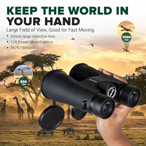 Binoculares 12x50 HD para adultos BAK4 con estuche resistente miniatura 6