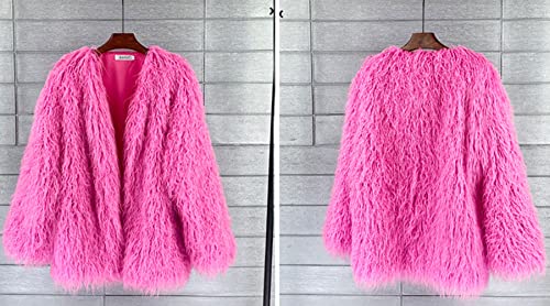 Women's Long Solid Color Fluffy Faux Fur Outwear Parka Coat,Warm Jackets Overcoat2
