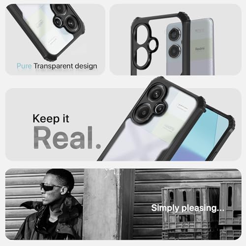 Image of Pikkme Redmi Note 13 Pro Plus 5G Back Cover | Crystal Clear Transparent Back | Ultra Hyrbid | Full Camera Protection | Raised Edge | Bumper Back Case (Black)