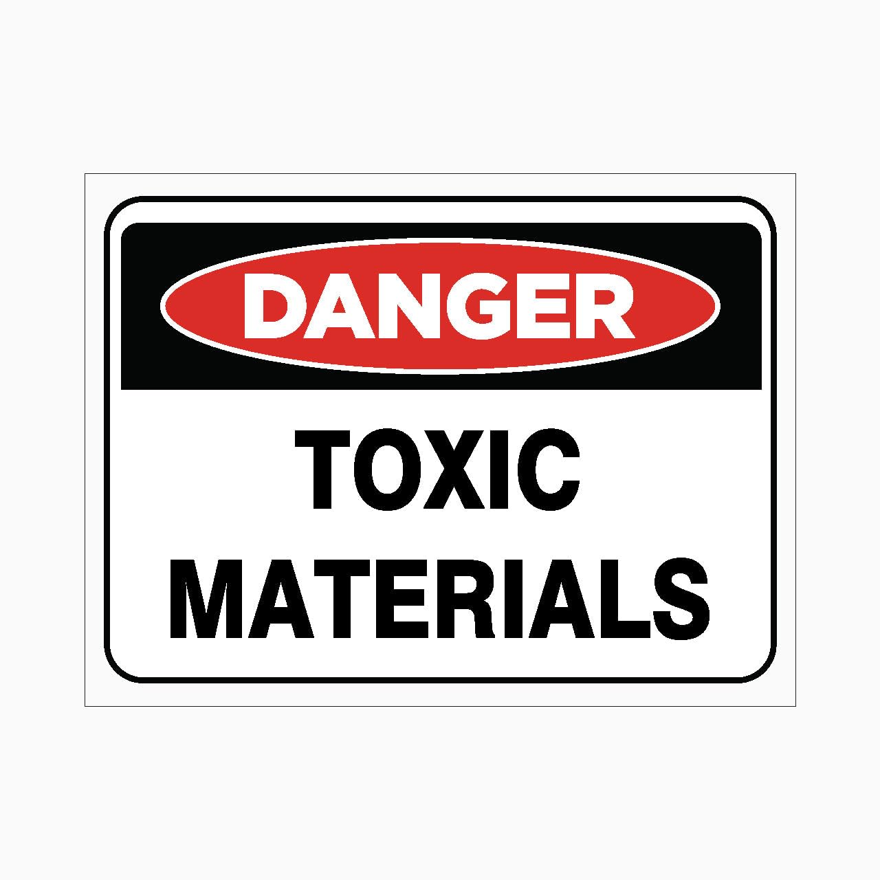 TOXIC MATERIALS Sign, 12x8 Inch Metal Tin Sign, Warning Plaque for Toxic Goods Storage and Handling Areas