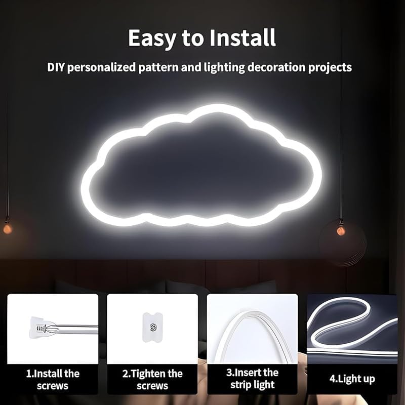 Image of 16.4 Feet LED Neon Strip Light | 12V Adapter, Waterproof IP65, Silicone Flexible Rope Light for Home Wall Decor & Gaming Room| Led Strip Lights | Neon Lights 5 Meter | (White)