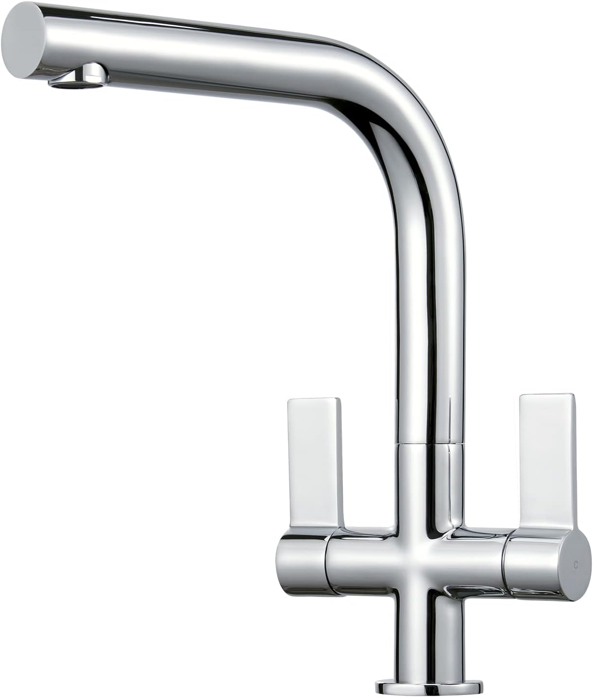Dual Lever Kitchen Sink Mixer Tap with LShape Rectangle 360 Swivel