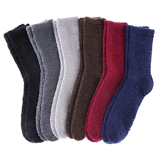 Mens Fuzzy Slipper Socks Super Soft Cozy Fluffy Winter Warm Sleeping Socks (6 pairs Solid colors)