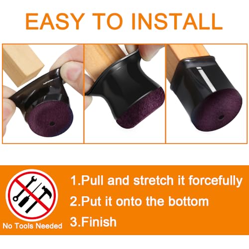 24 Pcs Chair Leg Floor Protectors for Hardwood Floors Silicone Covers to Protect Wood Tile Floors Scratches Felt Pads Furniture Leg Caps No Noise (Fit:0.5"-0.89")