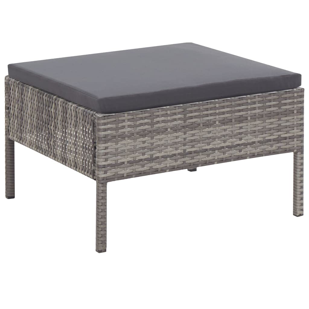vidaXL Salon de Jardin 3 pcs avec Coussins Résine tressée Gris