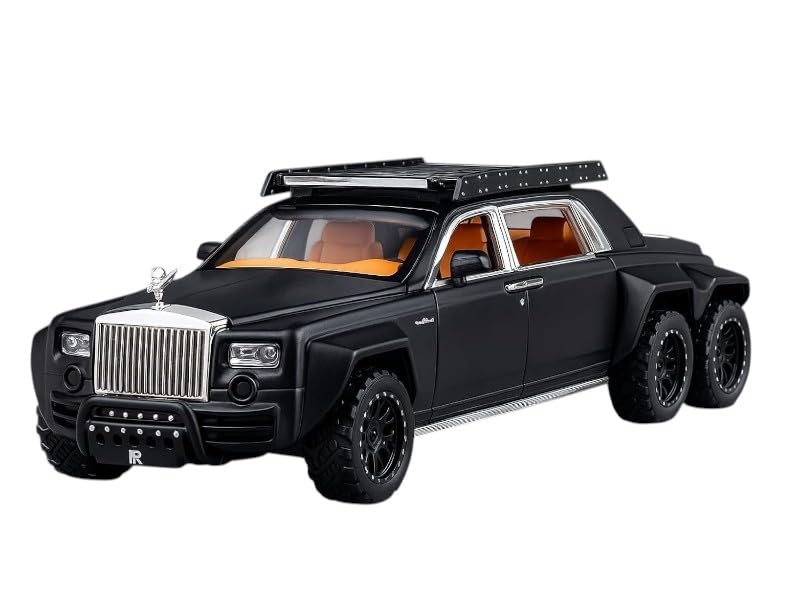 Rolls Royce Phantom 6x6 Model Car 1:32 Scale Exclusive Alloy Metal Pull Back Die-cast Car Toy with Openable Doors & Light Music Boys Toys for Kids (Phantom 6x6)【Colors as Per Stock】