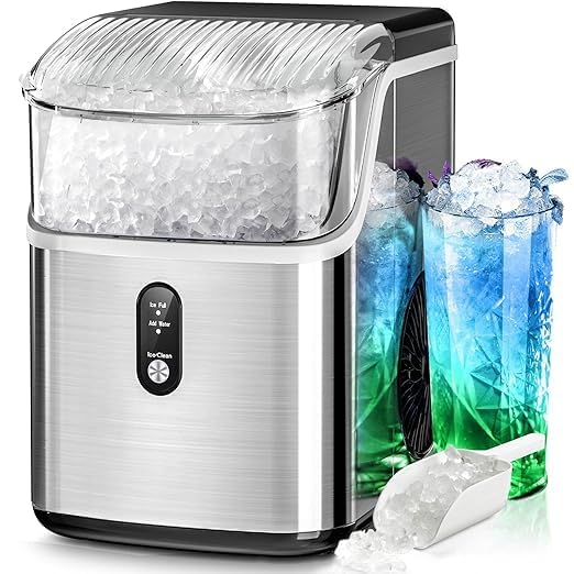 Nugget Ice Maker Countertop With Chewable Ice, 35lbs/Day, Portable Ice Maker Countertop With Handle, One-Click Operation, Compact Design Crushed Pellet Ice Maker For Home & Kitchen(Green) on Fridge.com - View 1