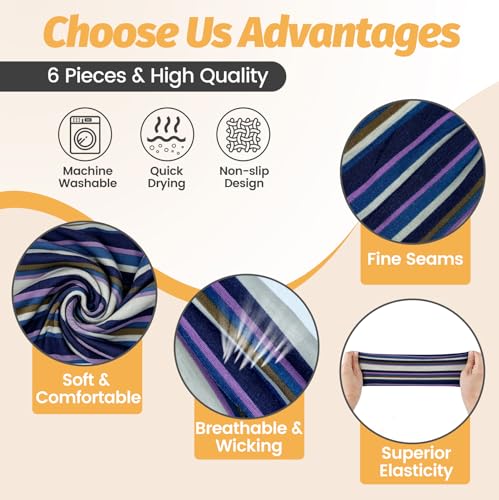 Image of Headbands for Women - 6 Pack Wide Elastic Hair Bands | Stretchy Sweatbands Hair Bands | Soft Sports Thin Head Bands | Non-Slip Accessories Bands for Fashion, Washing Face, Workouts, Yoga, Daily Use
