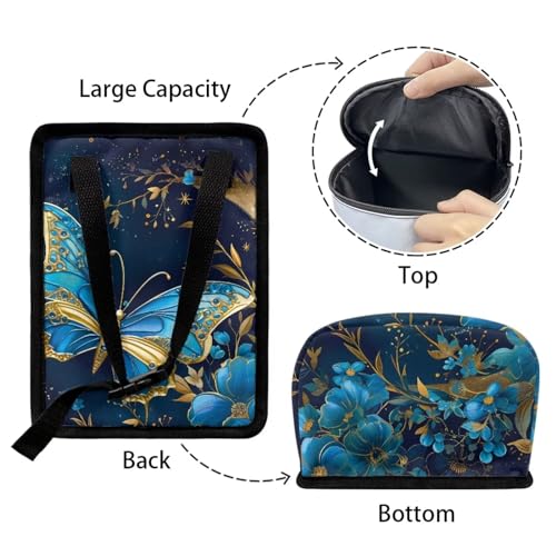 Image of Moon Blue Butterfly Car Trash Can Organizer Accessory Leak Proof Large Capacity Car Garbage Bag with Lid,Hanging for Back /Front /Console,Butterfly Car Interior Accessory