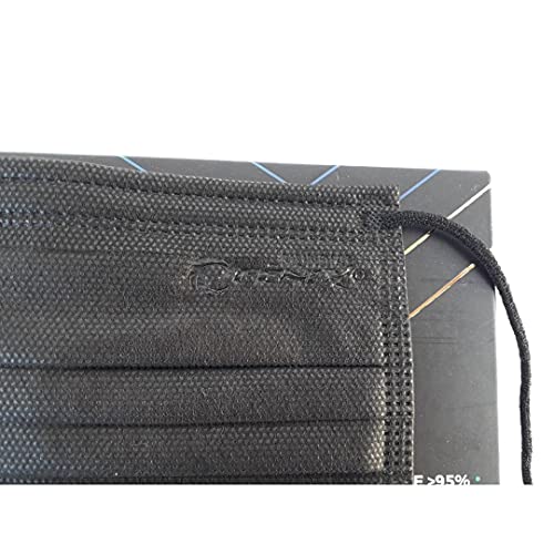 Mascara descartavel tripla PRETA cirurgica com clip nasal - caixa 50unid - Mundial Fenix