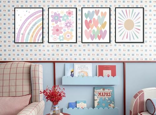 ULEGIE Toddler Nursery Girl Kids Room Wall Decor, Boho Rainbow Nursery Wall Decor Poster for Toddler Girls Kids Room Playroom Bedroom, 8x10 Inch Unframed - Image 6