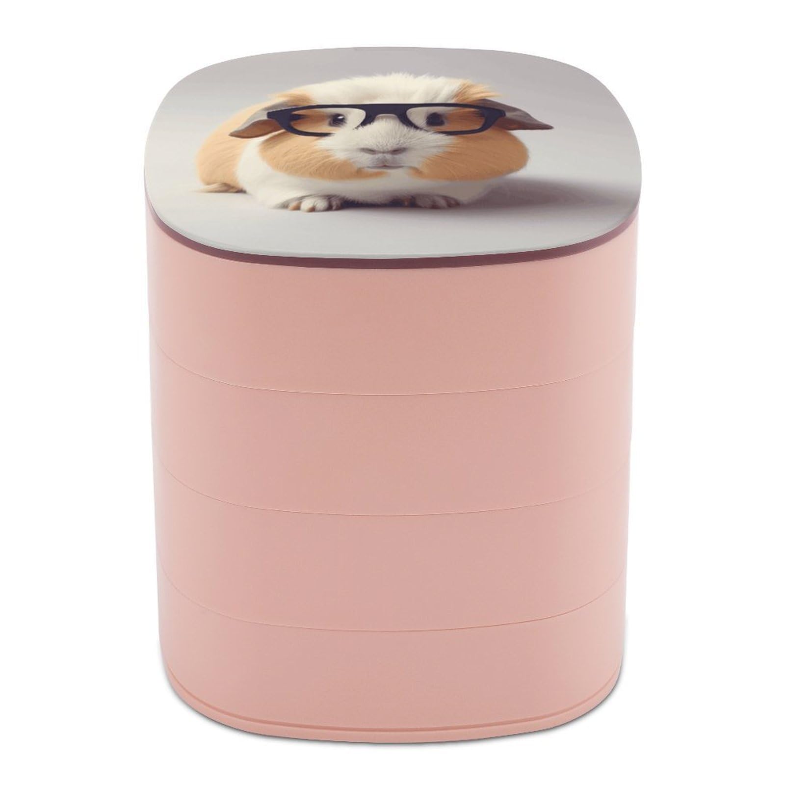 FekiLoot Guinea Pig With Glasses Jewelry Box 4-Layers Rotatable Jewelry Organizer Storage Box with Mirror Cute Travel Jewelry Case Portable Earring Holder Organizer for Ring Necklace Bracelet