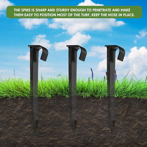 Hydrogarden 50k Gartenschlauch Anker Boden Befestigungsanker für Tropfschlauch Perlschlauch Steckgabel für 1/2 Zoll OD-Schläuche Garten Rasen Patio Schwarz