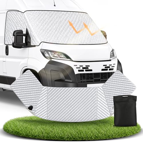 Thermische Fenstermatte Silber Thermische Abdeckung für FIAT Ducato Citroen Jumper X250/290 von 2006-2025 Wohnmobil Sonnenschutz Frontscheibenabdeckung Ganzjahresschutz gegen UV Hitze Frost