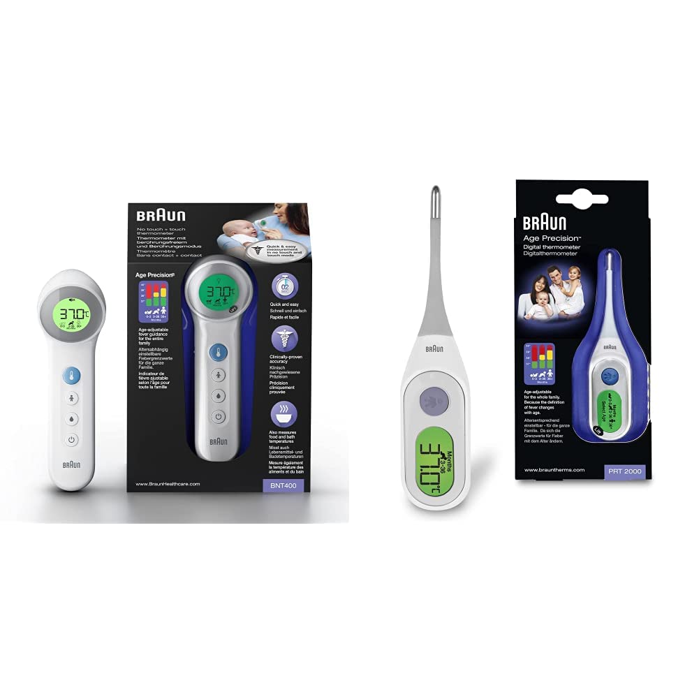 Termómetro Braun sin contacto y con contacto con Age Precision, BNT400 & Termómetro digital con Age Precision, PRT2000
