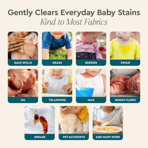 puracy stain remover for baby clothes and cloth diapers newborn baby essentials must haves enzyme-based laundry spray natural spot and odor cleaner 16 oz