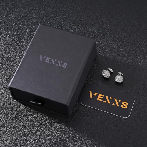 VEXXS S925 Diamond Stud Earrings for Men, 14K Real Gold Plated Iced Out Earrings Micro Pave 5A CZ Stones Men’s Studs, Hypoallergenic 925 Sterling Silver Studs 6