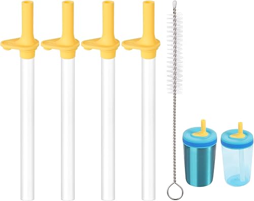 4 popotes de repuesto con válvula de mordida para Zak Designs Kelso de 15 onzas, con 1 cepillo de limpieza, reutilizables, para niños, accesorio