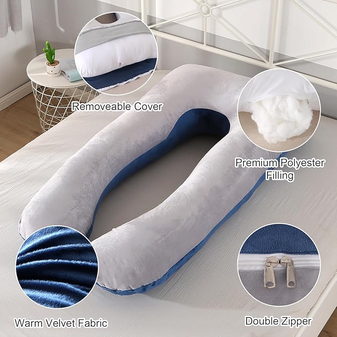 Image of Mom,s Choice Full Body Pregnancy Pillows, Maternity Pillow for Sleeping Support for Legs, Back, Neck, Shoulder, Hips, Belly for Pregnant Woman, 57 inch Prenancy Pillow