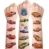 Rennen Tattoos für Kinder 10 Blatt,Hautfreundlich Auto Tattoo Kinder, Temporäre Race Cars Kindertattoos Sticker für Jungen Mädchen Fahrzeug Rennwagen Thema Party Favors Geburtstag Mitgebsel
