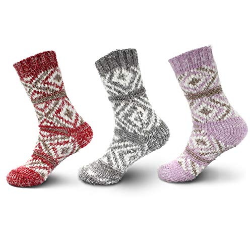 Image of BambooMN Women's Thick Vintage Pattern Cabin Crew Socks