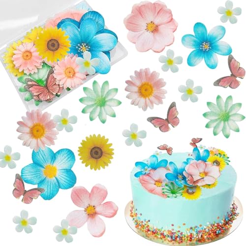 Morofme 55 Stück Essbare Blumen für Tortendeko, Essbare Cupcake Topper,...
