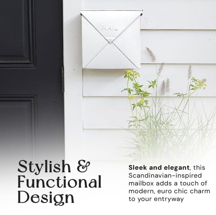 Image of NACH Mailboxes for Outside Wall Mount, 10 x 10 x 4 inch White Wall Mount Mailbox, Waterproof Mailboxes for Outside - Chicago Style Mail Box