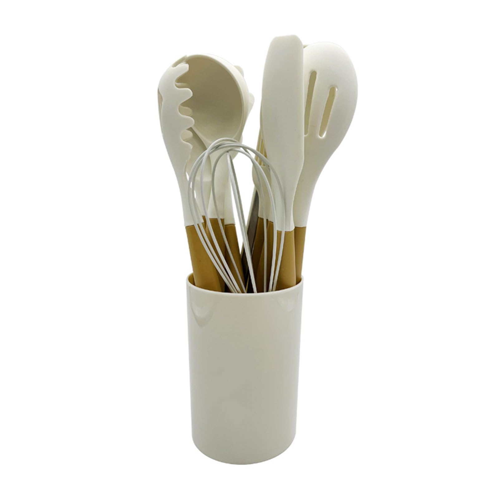 Apto for Utensilios de Cocina antiadherentes y Resistente al Calor, Incluye espátula, cucharón, espátula ranurada, Cuchara for Servir y Servidor de Espaguetis(White)