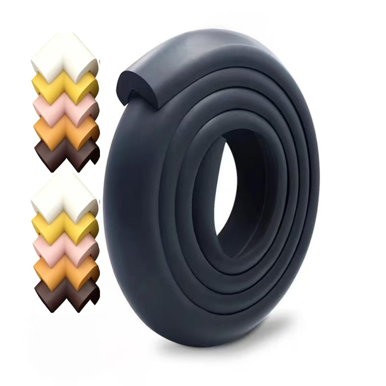 NBR Foam Edge Corner Protector Self Adhesive Anti Collision Safety Bumper Strip for Baby Furniture Table Cabinet Stair Window Guard(Black)