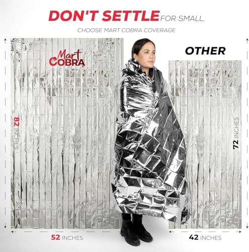 image for Mart Cobra Emergency Blankets for Survival Gear and Equipment x6, Spac