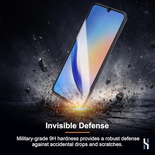 Image of Tempered Glass for Samsung Galaxy A34 (6.6 Inch) Military Grade 9H Screen Guard, Anti-Scratch, Shatterproof, Edge-to-Edge Full Coverage - Black Border