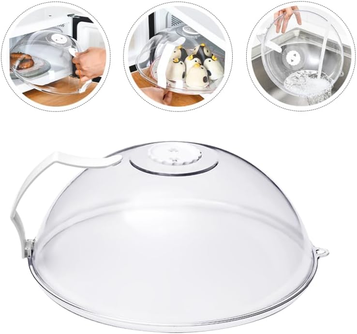 Miniatura 7 de Cubierta de salpicaduras para microondas con cúpula  Tapa de cubierta de alimentos  Protector transparente antisalpicaduras con asa Protector de