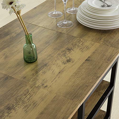 SoBuy klaptafel met 2 kleppen en 3 opslagplanken, Opvouwbare Keukentafel, Opklapbare Eettafel, Ruimtebesparend, 180 x 60… - Image 8