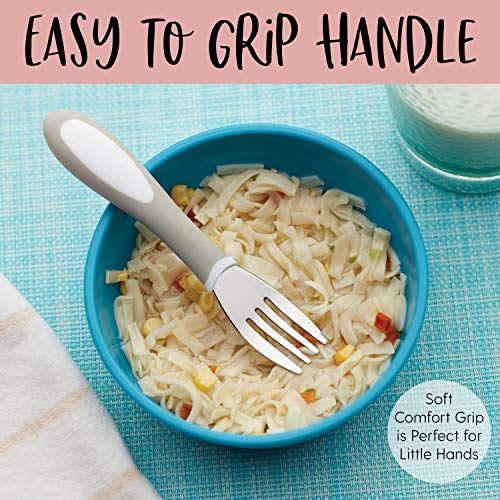Ecr4Kids-Elr-18104 My First Meal Pal Toddler Forks, Bpa-Free And Dishwasher Safe Utensils For Babies And Kids, Children's Flatware For Self-Feeding, White/Light Grey (3-Pack) #TOP2